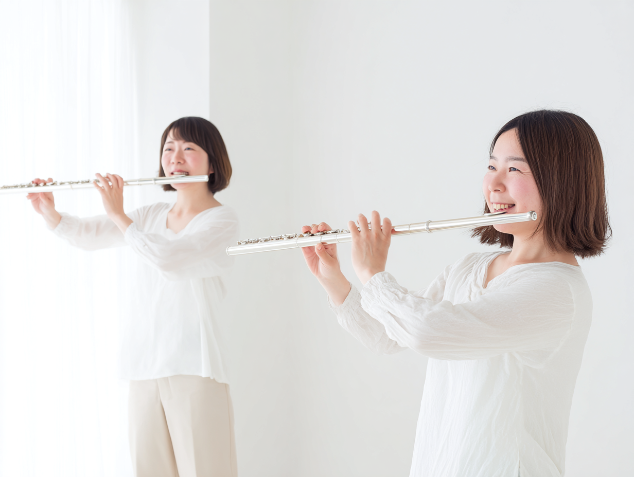 フルートを吹く女性たち