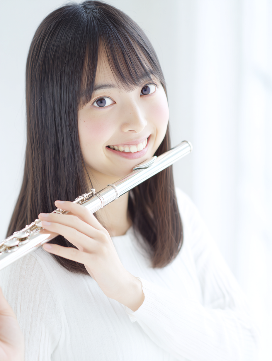 フルートを吹く女性