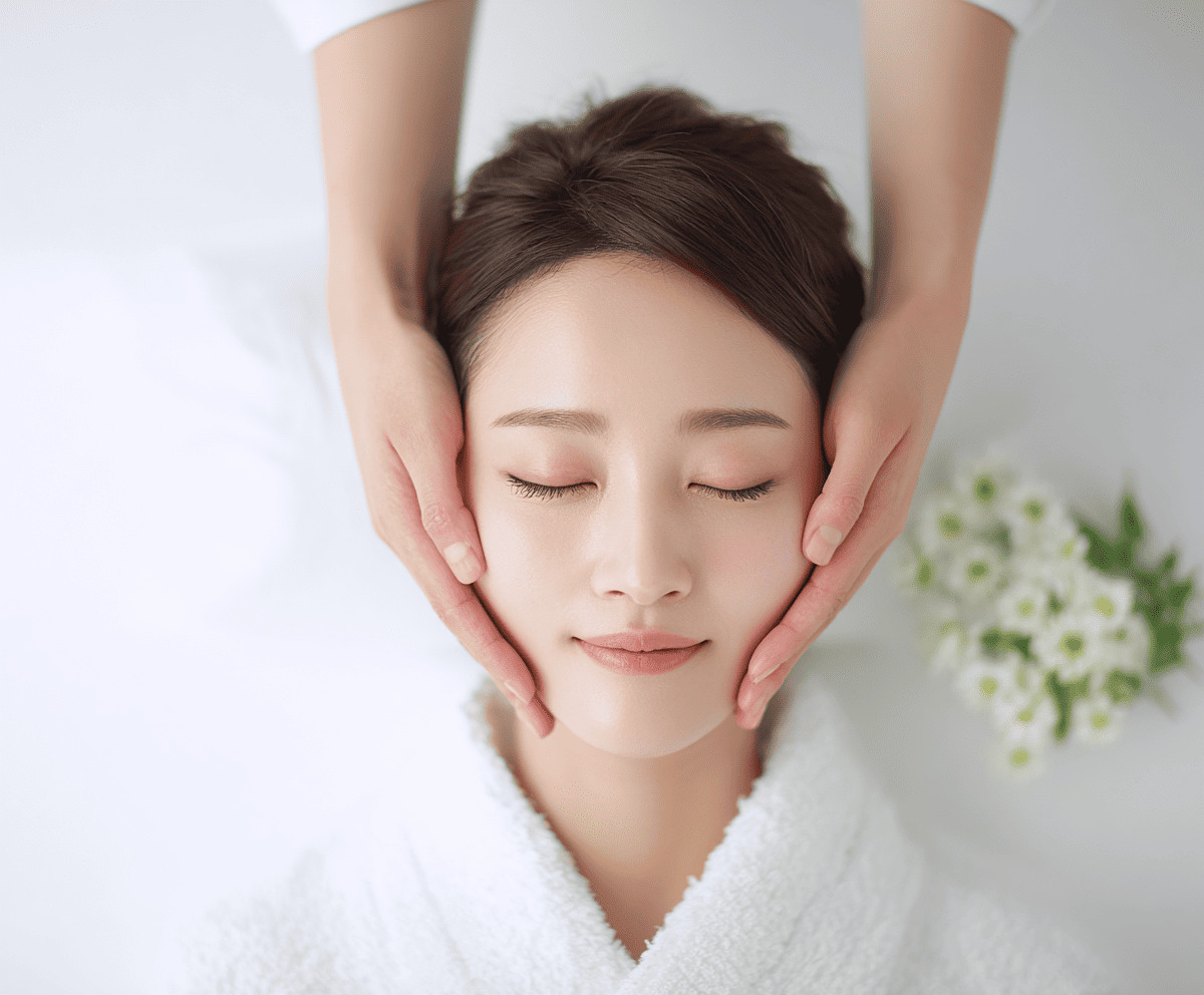 フェイシャルエステを受ける女性
