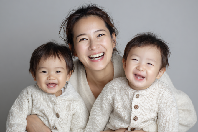 二人の男の子とママ