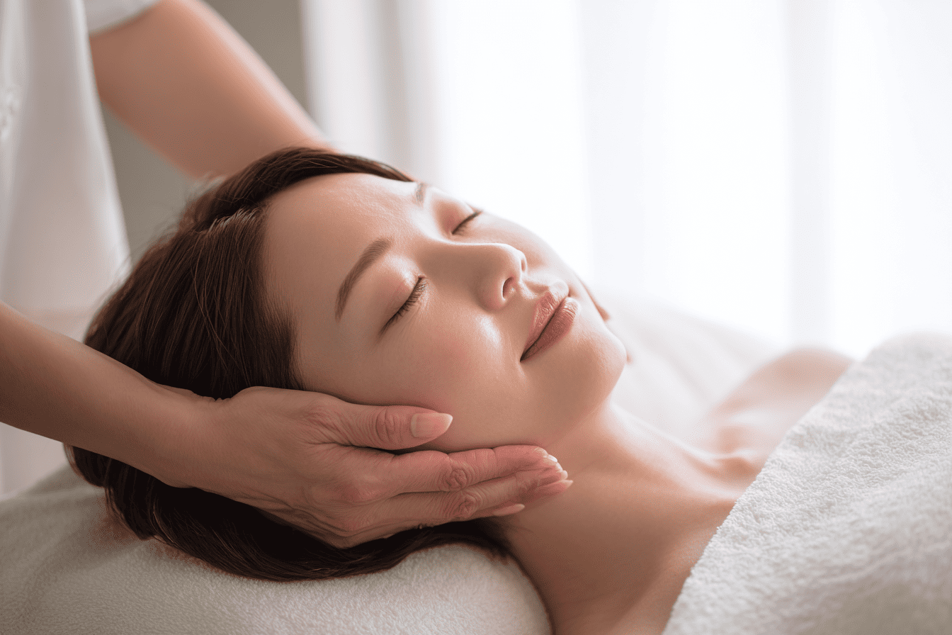 フェイシャルエステを受ける女性